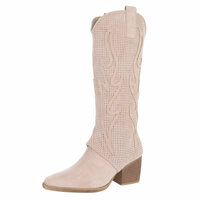 Dames hoge cowboy laarzen / western boots - beige