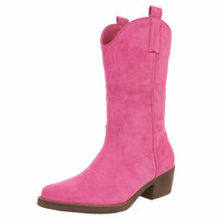 Dames cowboy laarzen / western kuitlaarzen suède-look - fuchsia roze