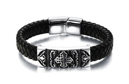 Armband echt leder met edelstaal