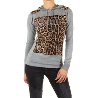 Dames sweattruitje met panterprint - grijs