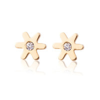 Oorstekers / ear studs staal goud plated - bloem