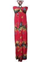 Dames maxi dress / lange jurk met bloemen - rood