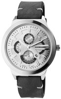Excellanc XXL horloge met lederen band - grijs / zilver