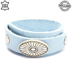 Dames armband echt leder (handmade in Holland) - blauw