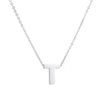 Ketting met hanger edelstaal zilver - letter T
