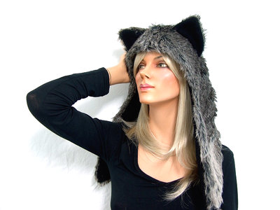 Muts met oortjes (Spirit Hood Style) - bruin/grijs