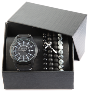 Giftset Alain Miller herenhorloge met armbanden - zwart - Lunamex Jewelry \u0026  Watches