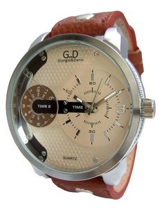 Giorgio Dario XXL horloge met lederen band - bruin / champagne - Lunamex  Jewelry \u0026 Watches