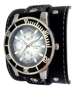 Jay Baxter XXL horloge met lederen band - zwart - Lunamex Jewelry \u0026 Watches