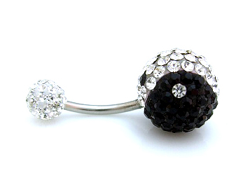 Navelpiercing met zirkonia - Yin Yang