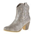 Dames cowboy laarzen / enkellaarsjes met studs - zilver/beige_